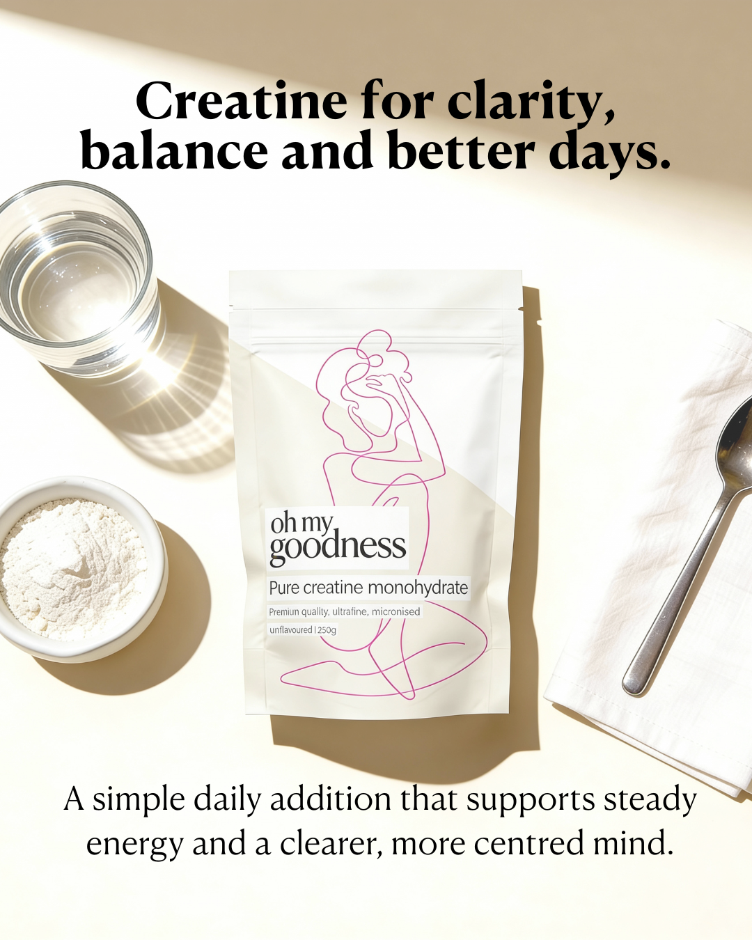 Pure Creatine Monohydrate (Unflavoured, No Fillers)