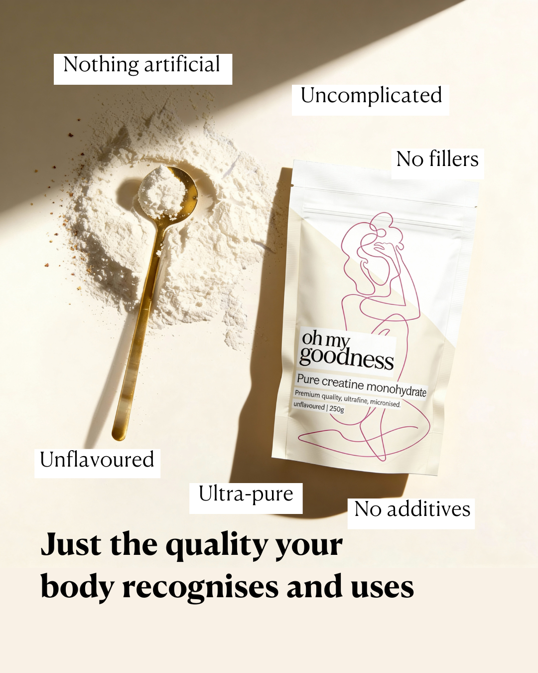 Pure Creatine Monohydrate (Unflavoured, No Fillers)